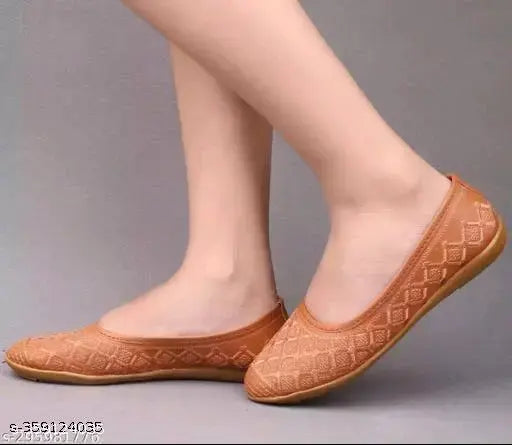 Beige synthetic leather printed ballerinas from India, stylish and comfortable footwear for women