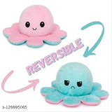 Reversible dark blue & pink octopus plush toy for kids, durable fabric net material, easy to clean, perfect holiday or birthday gift