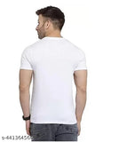 Men's white polyester half-sleeve printed round neck T-shirt, soft feel, breathable, lightweight. Suitable for casual wear, sports, and street style in India