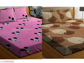 Superfine cotton king size double bedsheets combo pack of 2 with 4 pillow covers, 3D printed, ideal for kids