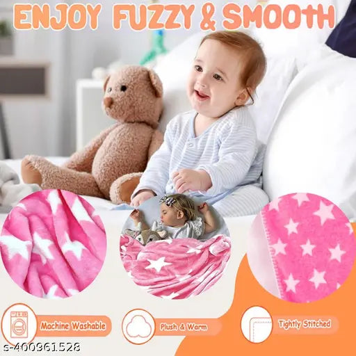 Brown star-patterned ac baby blanket, soft & warm for newborns (0-6 months), ideal for air-conditioned rooms, free size (100cm x 75cm) - Made in India