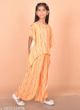 kidaroo Girls printed cotton coord set, 3-4 years palazzo style with short sleeves, India origin