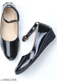 Patent leather women's flat bellies or ballerina loafers, trendy and comfortable, solid pattern, backstrap detail, sizes: IND-3 to IND-8 (India origin)