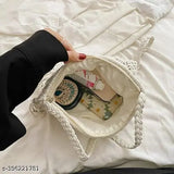 Natural cotton macrame women's crossbody sling bag, embroidered net design, zipper closure