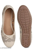 Synthetic leather creme-colored ballerinas for women, slip-on style - MAHI & LOOKS belly flats, India origin