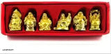 Golden Laughing Buddha set of 6 pieces, 6 Different statues made from polyresin, perfect for home or business decor