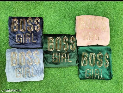 Soft velvet tracksuit for women, sports-inspired with Swarovski elements, size S (36IN top bust, 25IN length)