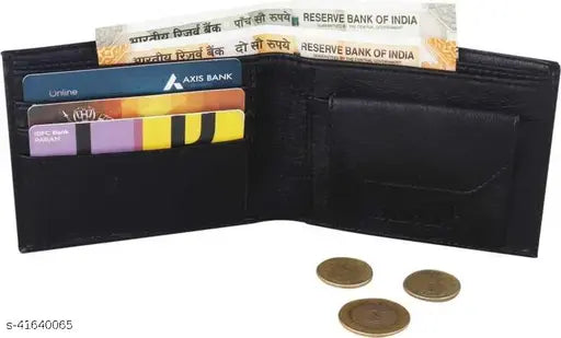 PU Classic World New ATM card holder wallet. Solid, slim, stylish bi-fold design for men and women, ideal for daily use and various trousers. Holds cards, coins, and cash comfortably