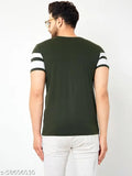 Green cotton blend AUSK striped men's t-shirt with short sleeves, India origin