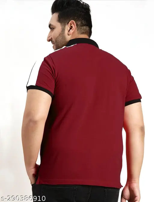 Cotton urban polo t-shirt, fashionable solid color for large sizes, made in India (XXXL, 46in/30in; 4XL, 50in/31in; 5XL, 52in/32in; 6XL, 54in/33in; 7XL, 56in/33.5in)