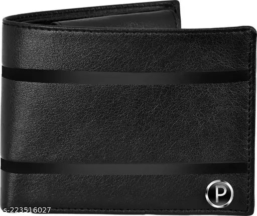 Men in Black faux leather wallet, 3 card slots, solid pattern, free size (11cm x 9cm), premium quality accessory