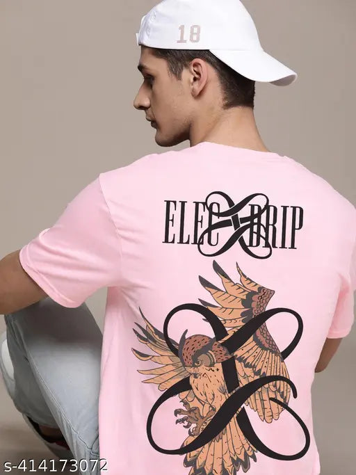 Men's oversized printed polycotton t-shirt with anime back print and half sleeves, available in sizes S to 6XL