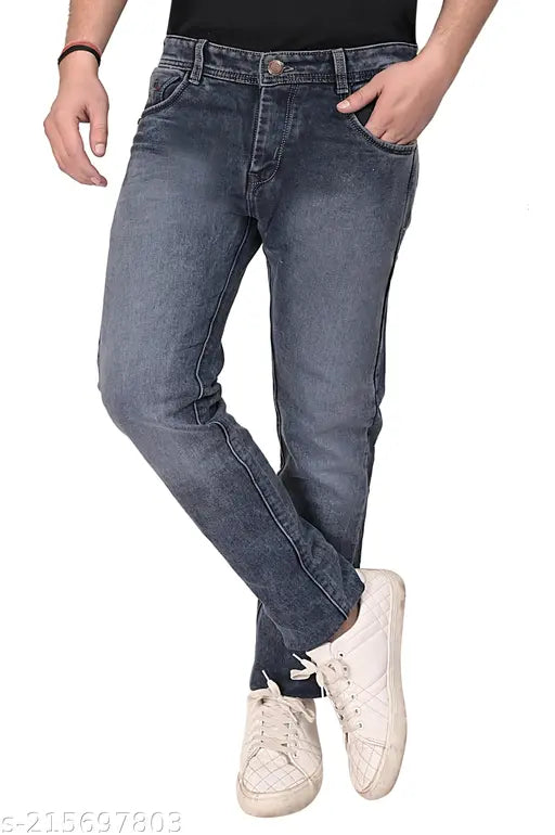 Solid denim men's jeans from HIBOK, India. High-quality casual wear for men