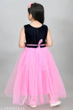 Embellished net long frock dress for girls, 0-10 years, Indian handcrafted velvet & net