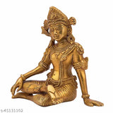 7-inch brass Shubh Sanket Vastu Lord Indra sitting statue, traditional Indian home decor