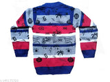 Fancy multi-colour woolen sweater for boys (3-4 years), featuring printed net pattern and long sleeves