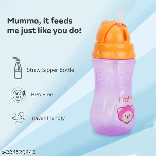 Multicolor BPA-free kids sipper bottle, 200ml capacity with straw, ideal for baby's drink on-the-go