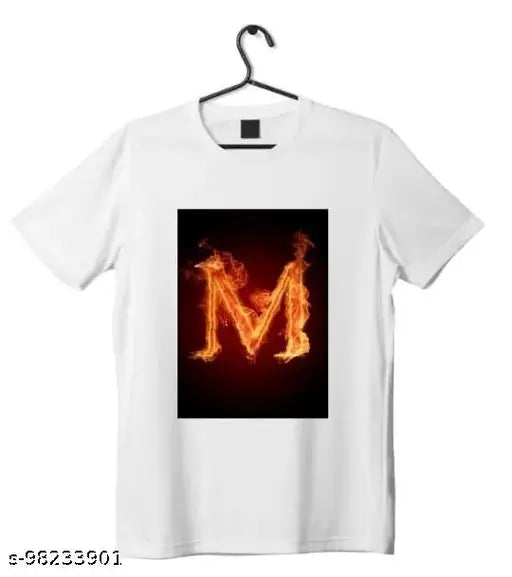 M Alphabet design printing polyester t-shirt, trendy and stylish for men, pack of 1 pc