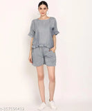 Acrylic acrylic short-sleeve coord set, Indian-made women's fashion ensemble (S-XXXL)