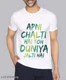 Printed polyester short sleeve t-shirt, 'Apni Chalti Hai Toh Duniya Jalti Hai', India origin