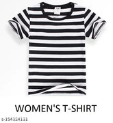 Women's stripped cotton t-shirt, short sleeves, stripe pattern, S-XXXL sizes, made in India