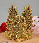 Oxide metal Krishna idol, traditional Mor Radha Krishna statue from India