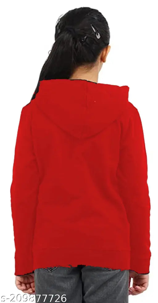 Cotton blend girls' sweatshirts or hoodies (pack of 2), printed pattern for casual and winter wear, full sleeve with cap and side pockets