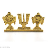 Gold-plated brass Shankh Chakra Namah showpiece, intricately detailed Indian god idol (1pc), dimension: 10cm x 4.5cm x 1.5cm