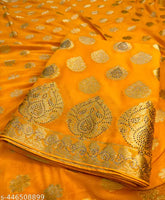 Chiffon saree, free size, Indian-made, zari woven with heavy seroski work and pallu