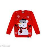 Wool knit snowman winter sweater for infants & kids, printed pattern on long sleeves