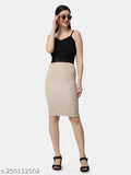 POPWINGS women's solid pencil cream skirt, polyester, neutral, versatile wardrobe essential for all body types, various sizes available from 26-34 inches