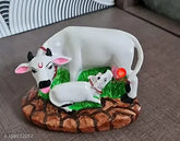 Marble Kamdhenu Cow and Calf Statue, intricate Idol with cow and calf on display, Indian handicraft