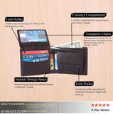 Brown genuine leather men's wallet with RFID blocking, featuring 2 compartments and a sleek design for timeless elegance