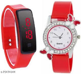 Red analog-digital watch for kids, free size, made in India