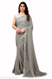 Handmade Georgette cut saree with Aari work, solid blouse in Indian free size (5.5m x 0.8m)