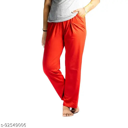 Red cotton maxi night dress pyjama for women & girls, printed lounge wear with soft fabric