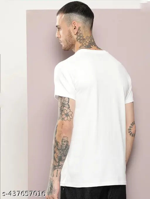 Mens white plain casual half sleeves cotton shirt, timeless sophistication for versatile essential wardrobe #WhiteTShirt #CasualStyle #IndiaMade