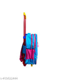 Blue multicolor waterproof polyester school trolley bag, 25L capacity, suitable for kids. Durable and stylish Indian Riders Zoo-themed design with adjustable shoulder straps