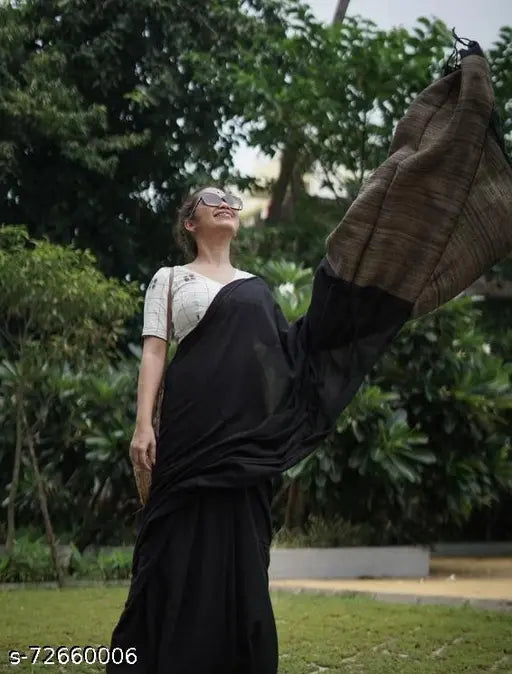 Cotton saree in solid print, free size, origin India (5.5m length)