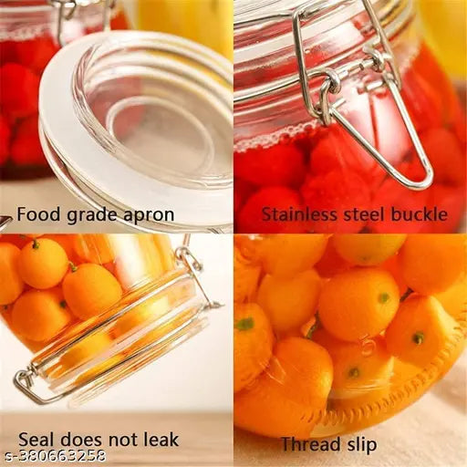 Airtight 1000ml glass jars, food-grade BPA-free storage for kitchen essentials