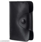 Black leather card holder with 13 slots and 2 cash slots, perfect for everyday use
