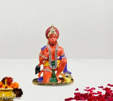 Gold plated Hanuman idol for car dashboard, Indian religious murti for home decor or office showpiece
