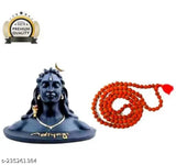 Adi Shankara resin statuette, 9cm x 9cm x 7cm Rudraksha Mala for home decor or car dashboard, intricately handcrafted in India