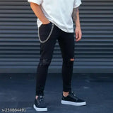 Cotton ripped net men's jeans, stylish knee-cut slim fit presented by Crishtaliyo 2Fashion Jeans Wear. Men's jeans size 28, 30, 32, 34 from India