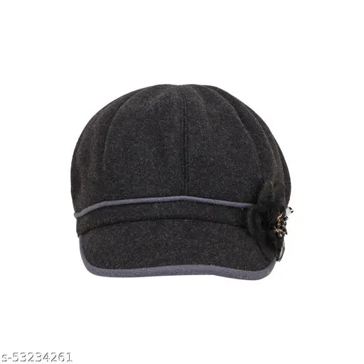 Warm, woolen Dopamine women's winter beanie with brim (India) - soft, cozy, and stylish baseball cap for one