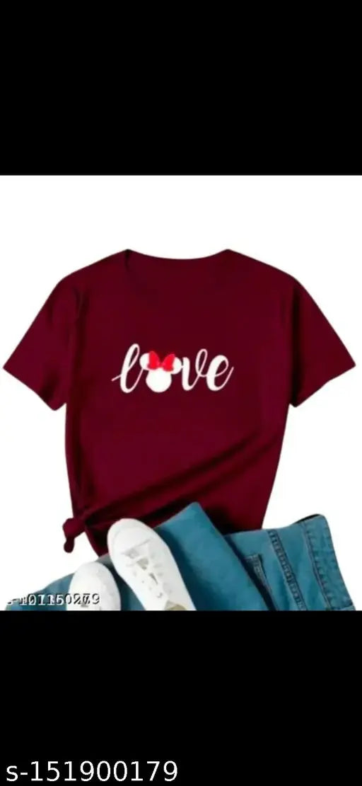 Soft cotton Love Cotton T-shirt, short sleeves, printed design, women/girls, SMLXL, trendy western style, made in India