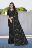 Georgette silk saree with heavy diamond work, embellished border and matching solid net contrast blouse. Indian handcrafted tradition wear for women