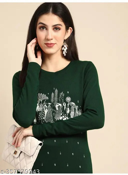 Embroidered wool winter kurti for women, warm and cozy in wintry scenes - India