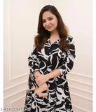 Women's Printed A-line Kurta Pant Set, rayon fabric, three-quarter sleeves, Indian ethnic attire