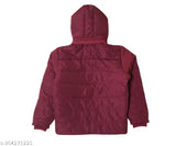 Nylon Indian Fort winter jacket for boys, solid pattern with zip closure - boys' wear